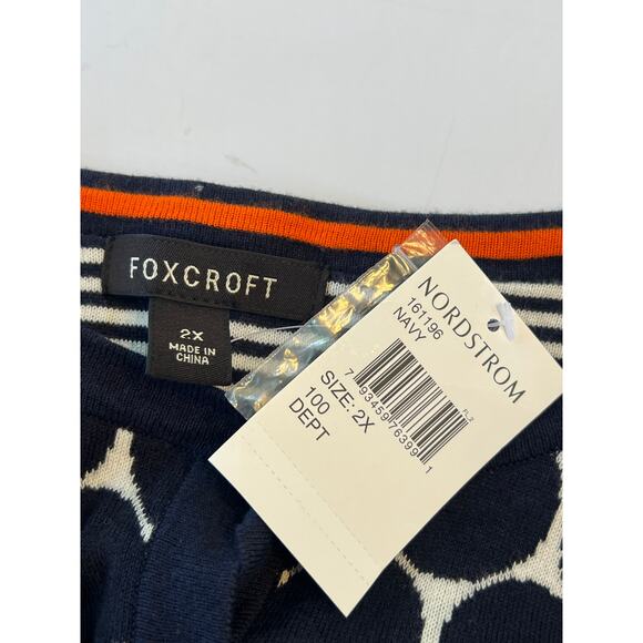 NWT Foxcroft Navy White Polka Dot Cardigan Women 2X Old Money Academia Office - Picture 14 of 16